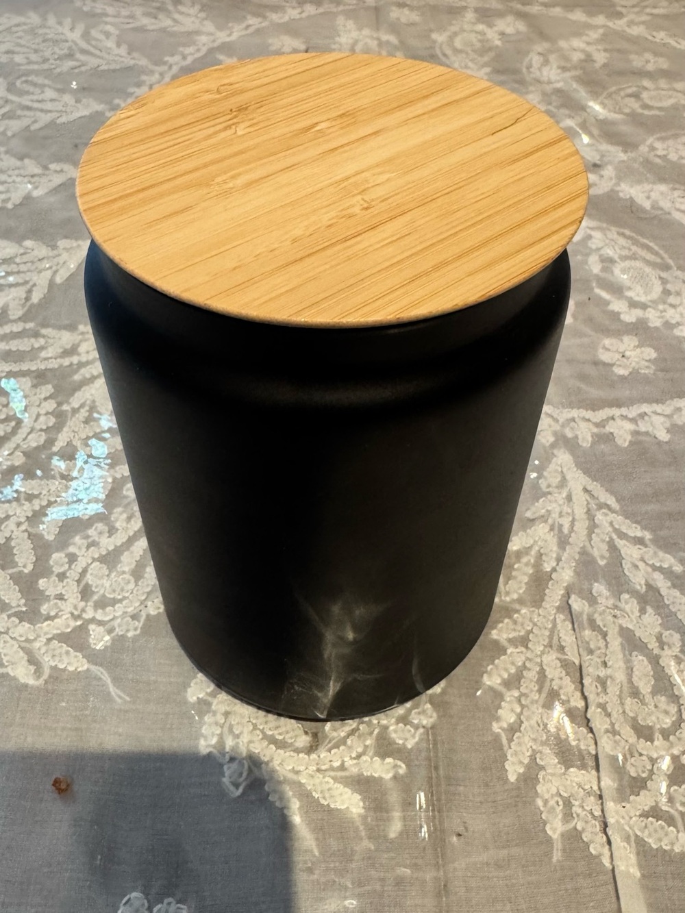 Matte Black Canister with Bamboo Lid
